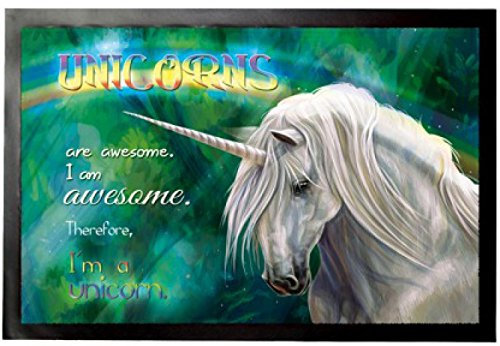 1art1 Einhörner Unicorns Are Awesome, I Am Awesome, Therefore I Am A Unicorn Fußmatte Dekomatte Innenbereich | Design Türmatte 60x40 cm
