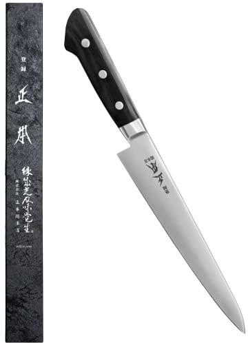 MASAMOTO AT Sujihiki - Coltello per affettare 240 mm, realizzato in Giappone, coltello giapponese per affettare petto, carne, sashimi, sushi, lama affilata in acciaio inox giapponese, manico in legno