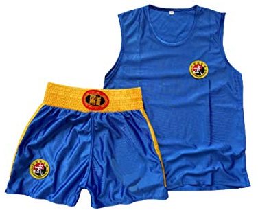 Inlefen Enfants Sanda Vêtements Garçons et Filles Adulte Boxe Boxe Shorts Muay Thai Vêtements Arts Martiaux Formation Vêtements,Bleu,EU 140 = Tag 150: Recommended height:145-155cm