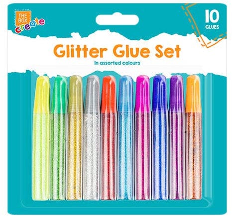 Assorted Colored Plastic Glitter Glue Pens, 10 cm (10 Pack) - Safe & Non-Toxic, Perfect for Art & Crafts Activities