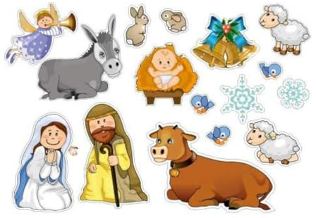 Sticker-Bogen Weihnachtsdekoration – Krippenstück für Glas oder Wandfläche