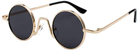JiXuan Rétro Petites Lunettes De Soleil Rondes Vintage Lunettes de Soleil En Métal Lunettes de Soleil pour Hommes Lunettes De Haute Qualité