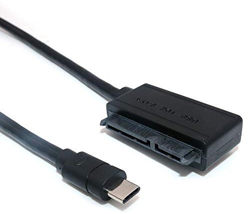 NUZAMAS Adaptador de disco duro USB a SATA SSD tipo C, se conecta a discos duros de 2.5 pulgadas, controlador de CD y DVD, cable convertidor externo con soporte UASP, cable de 50 cm, conexión de codo