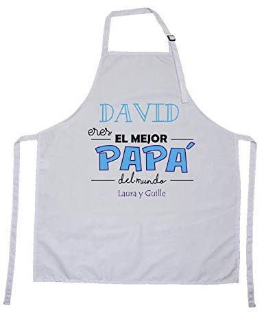 Kembilove Delantal Personalizado Ajustable Eres el mejor Papá del mundo - Delantales para Padre, Abuelo con nombre personalizado - Regalo Original Padres, Cumpleaños