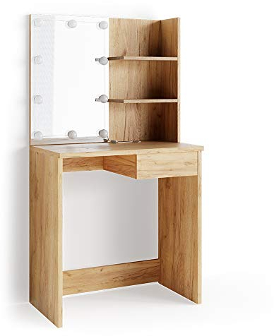 Vicco Schminktisch Dekos, Goldkraft Eiche, 75 cm mit LED Beleuchtung