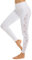 romansong Damen Mesh Leggings Yoga Hose mit Tasche Nicht Durchsichtig Capri Hohe Taille Bauch Kontrolle 4-Wege-Stretch - Weiß - Groß