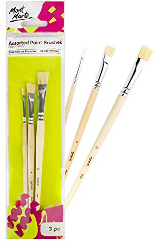 Mont Marte Paint Brushes for Beginners – 3 Bristle Brushes 4, 8, 12 – Ideal Brush Set for Oil Paints, Acrylic Paints, Gouache