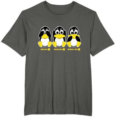 3 Linux Pinguine höre sehen sprechen kein Win Informatiker T-Shirt