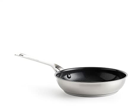 KitchenAid Stainless Steel Sartén de 28cm Antiadherente de Acero Inoxidable de 3 Capas, Apta para Horno y Lavavajillas, Multi Capa, Inducción, Plata