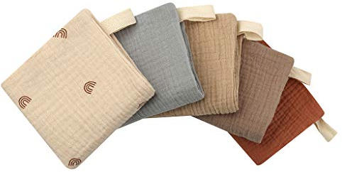 Musselintücher Für Babys(23x23cm), Neugeborene, Unisex, Lätzchen, Baby, Mädchen, Jungen, Bequem, Musselin, Spucktuch, 5 Stück