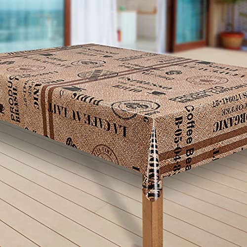 laro Wachstuch-Tischdecke Abwaschbar Garten-Tischdecke Wachstischdecke PVC Plastik-Tischdecken Eckig Meterware Wasserabweisend Abwischbar |43|, Muster:Kaffee Kaffeebohnen braun, Größe:100x200 cm