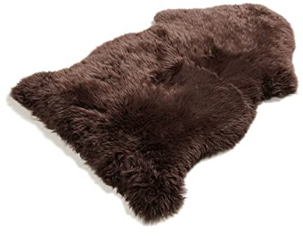Böing Carpet Fellteppich fellförmig ca. 90x50 cm 50 mm Höhe echtes Lammfell kuschelig weich Braun