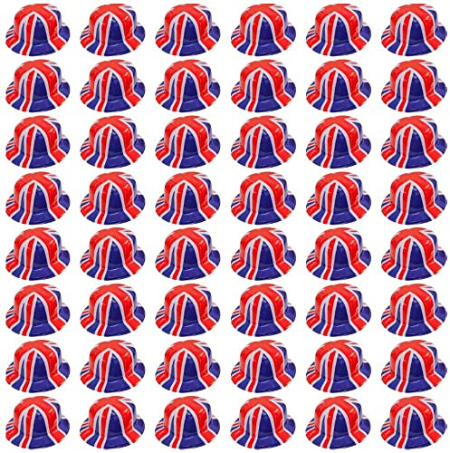 QDS 48 X Union Jack Melone Hut Britische Flagge Königin Jubiläum Kostüm Party Hut Patriotisch Kostüm Zubehör, Mehrfarbig