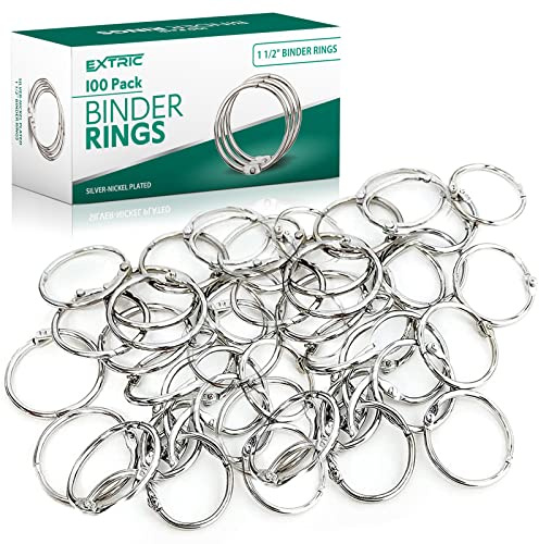 EXTRIC Binder Rings 1.5 in Metal Book Rings 100 PK Loose Leaf Paper Ring