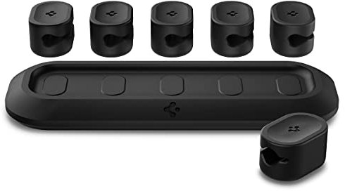 Spigen Kabelhalterung Magnetische Kabelmanagement, 【5 Clips】 Kabelclip Organizer für Schreibtisch, Netzkabel, USB-C Kabel, Ladekabel und HDMI-, LAN-Kabeln, Selbstklebender Kabelhalter Kabelbefestigung