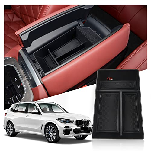 Ruiya Kompatibel mit BMW X5 G05/X6 G06/X7 G07 2019-2025 2026 Armlehne Aufbewahrungsbox, X6 Mittelkonsole Organizer Tray X5 X6 X7 Zubehör Mittelarmlehne Organizer Mittelarmlehne Handschuhfach