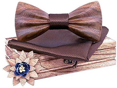 Danlai Hölzerne Fliege Krawatte Blumenfliege Taschentuch Holz Krawatten Für Männer Binden Noeud Papillon Femme Femme
