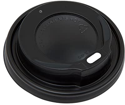 Sip Lids for Paper Coffee Cups: Pack of 100 Plastic White or Black Sip Lids to Fit 8oz or 12oz-16oz Paper Coffee Cups (Small to Fit 8oz Cups, Black)