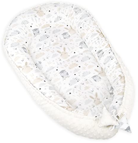 PIMKO Babynest Minky Babynestchen für Baby Kuschelnest Babykokon für Säuglinge und Neugeborene Nestchen für Zuhause - Skandi Beige