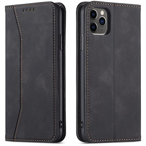 OKZone Cover per iPhone 11 PRO Max (6,5 Pollici), Custodia Flip Pelle Portafoglio Magnetica Libro [Slot Schede], Silicone TPU Bumper Wallet Supporto Cover, Antiurto [Kickstand] (Nero)