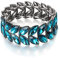 EVER FAITH Stretch Armband Art Deco Handgelenk Schmuck für Abschlussball geschichtetes Marquise-Kristall Blatt elastisches für Damen Seeblau Schwarz-Ton