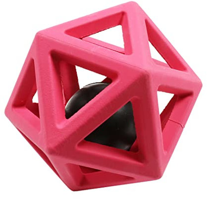 Ebi, Hundespielzeug mit Glocke 10,3 x 10,3 x 10,3 cm, lila, geometrische Form, die die Sinne anruft, Robustes Gummispielzeug mit Glocke, ideal für Blinde oder sehbehinderte Hunde