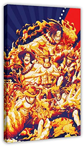FUKITT One Piece Portgas D., Ace Wanted Poster Leinwand Poster Schlafzimmer Dekor Sport Landschaft Büro Raum Dekor Geschenkrahmen Stil 60 x 90 cm