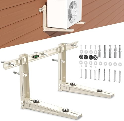 Toutgood Mini soporte de montaje en pared dividido para exteriores, soporte de pared resistente para sistemas de bomba de calor de CA de 7000 BTU a 12000 BTU, sin conductos, aire acondicionado