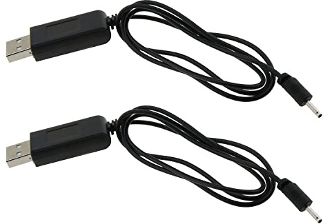MEETOOT 2pcs USB Lipo Battery Charging Charger Cable with 2.0 Round Plug for Attop XT-1 RC Quadcopter WiFi FPV Drone, Black USB DC Charger Power Cable