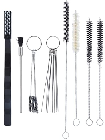 Spray Tools Cleaner, 19Pc Mini Airbrush Cleaning Brush Set Kit with 8 Pc Accurancy Needles 11 Pc Cleaning Brushes Portable, Auto Body Spray Guns