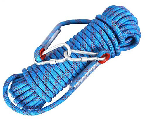 LQSSA Corde D'Escalade Extérieure de 10 Mm de Diamètre, Corde Statique de Descente Rapide En Cas D'Incendie, Corde de Sécurité Résistante À L'Usure En Nylon Pour Le Travail En Hauteur/Blue/10Mm 100M
