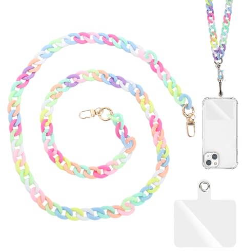 Ownkim Universal Handykette, Handykette Bunt, Stylisches Handyband zum Umhängen, Praktische Smartphone-Hülle Kette, Handyband mit jeder Hülle Kombinierbar