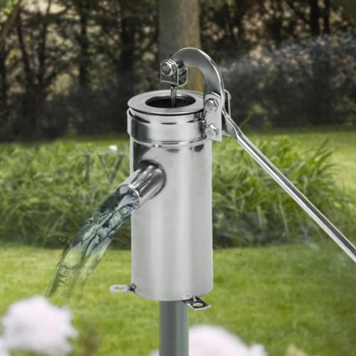 BOBVB Handdruck-Brunnenpumpe, Edelstahl-Saugpumpe, Tiefbrunnen-Wasserpumpe, Wasserpresse im Alten Stil, Brunnen-Handpumpe, Erhöhung des Wasserdurchflusses, Krugpumpe für Haus, Hof, Garten, Bauernhof