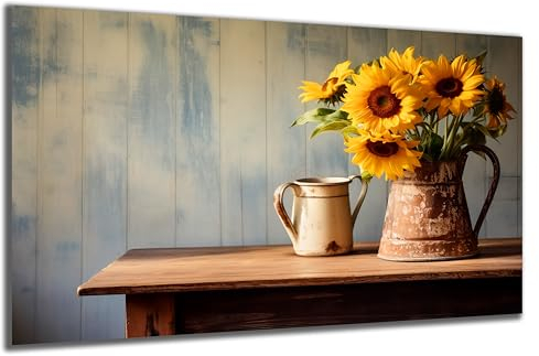 DARO Design - Wand-Bild auf 6mm HDF 84x56 cm Vase Sonnenblumen - Wand-Deko Bilder Geschenk