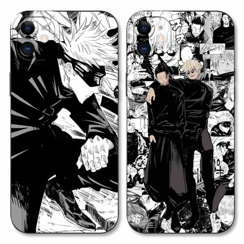LYUBFDC 2 Stück Handyhülle für Samsung Galaxy A15 5G Hülle 6.5'', Anime Motiv Gojo Satoru Itadori Yuji Manga Muster Schutzhülle Jungs Case Schutz der Linse Design Silikon TPU Cover, Schwarz1