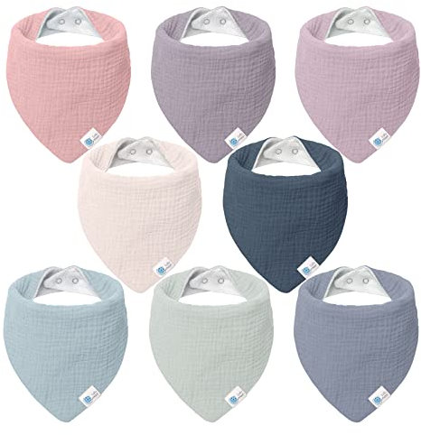 lulumoon Sabberlätzchen Baby Musselin Dreieckstuch Baby für Junge und Mädchen (8 Stück, Traum Einhorn)