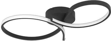 EGLO LED Deckenlampe Serpins, geschwungene Deckenleuchte, Wohnzimmerlampe aus Metall in Schwarz und Kunststoff in Weiß, warmweiß, 34 x 60 cm