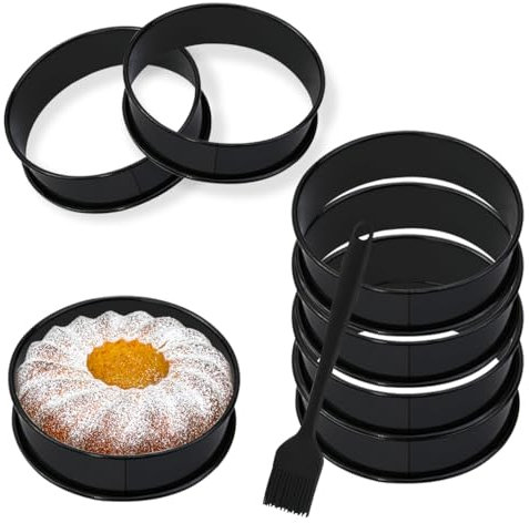 6 stück Pancake Form mit Silikonbürste, 9.5 zm Edelstahl Plätzchen eierform für die pfanne, spiegeleiform für das Kochen für Hamburger/Pfannkuchen/Eier/Sandwiches (Innen-Durchmesser :9.5cm, 6 Stück)