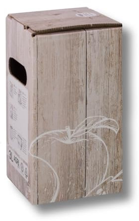 AGRI plus Karton für Bag-in-Box Beutel I 3 Liter I 10 Stück I Ohne Beutel I Hochwertige Karton-Box mit Holzkiste-Apfel-Motiv I Bis zu 40 x wiederverwendbar I Bag-in-Box für Apfelsaft, Saft & Wein