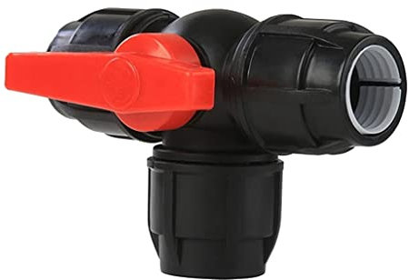 CEHJZQRPL Kugelhahn, 1 STK. Kugelhahn, 1/2 Zoll 3/4 Zoll 1 Zoll 2 Zoll Dreiwege-Kugelhahn aus Kunststoff, T-Typ PE-Schnellanschluss-Rohr-Schnellverbinder 20/25/32/40/50/63 mm(Black,32mm)