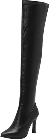 Kswlwccpp Overknees Stiefel Damen: Weitschaft Stretch Weite Damen Stiefel Winterstiefel Schwarz mit Absatz Dicke Waden Sexy Plateau Stiefel Elegant Hoch Winter Trachtenstiefel Knee High Boots
