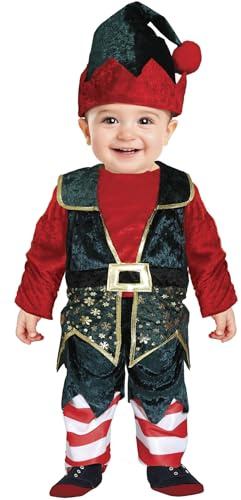 GUIRMA | Baby Elf Fancy Dress Costume (18-24 Months) - Waistcoat, Hat and Trousers - Christmas and New Year Costumes for Babies - Ideal for Elf Parties and Festive Celebrations - Red and Green