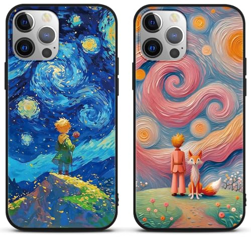 2 Stück Handyhülle für iPhone 11 6.1, TPU Silikon Schutzhülle mit The Little Prince Aesthetic Fox Rosen Floral Muster, Cartoon Anime Motiv Dünn Stoßfeste Kameratasche Tasche Schutzhülle Case, 01