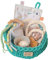 PRETTY DOLLY - Cesta de los tesoros para bebé con 8 artículos hecha a mano - Cesto sensorial - Juego de estimulación temprana - Jugete para bebé Montessori desde los 4 a los 18 meses (Mint)
