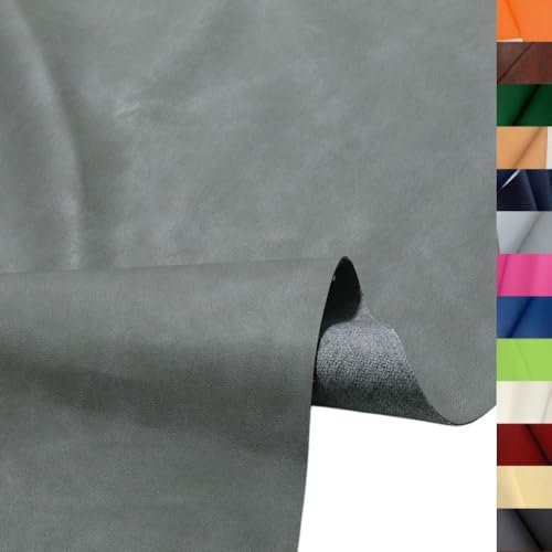 TOLKO 1m Kunstleder Meterware | weiches Premium Lederimitat für Stuhl Bank Sessel Sofa Sitzbezug Bezugstoff in Marmor Optik 140cm breit Polsterstoff Polsterbezug Möbelstoff (Grau)