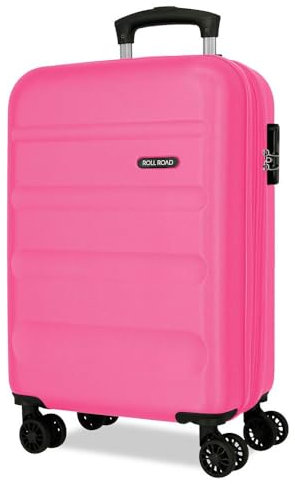 ROLL ROAD Flex Valigia rigida realizzata in ABS, un materiale, chiusura a combinazione laterale 4 ruote doppie bagaglio a mano, pratico interno con un vano, Rosa, Taglia unica, Valigia Air Europa
