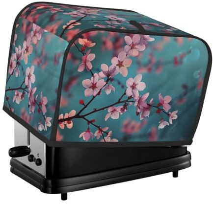 Two Slice Toaster Cover with Japanese Cherry Flowers Printing Kitchen Small Appliance Covers Fingerprint Protector