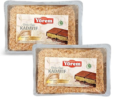 Yörem kadaif – Chocolate Dubai Cabello de Ángel asado a la parrilla kadayif 2x200g – Pastelería oriental crujiente para tablet chocolate kunefe