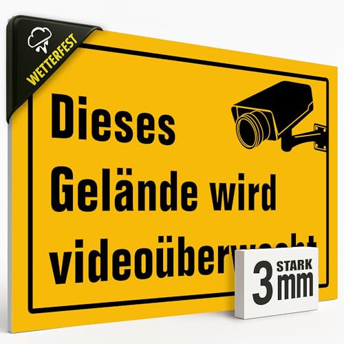 Videoüberwachung Schild 20x30 cm – „Dieses Gelände wird videoüberwacht“ – wetterfest, UV-beständig, 3 mm Hartschaumplatte – Sicherheits-Warnschild für Außen & Innen, einfache Montage Warnschild