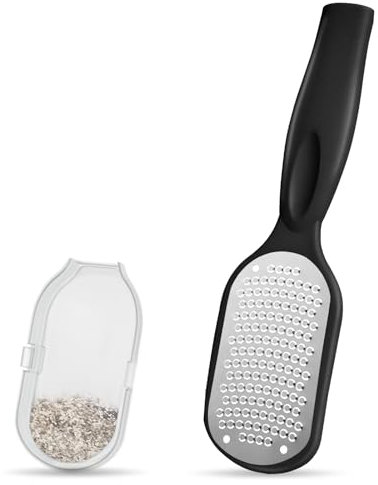 flintronic Lima per Piedi in Acciaio Inox, Raspa Piedi Professionale, Impugnatura Antiscivolo, Duroni Piede Rimozione Delicata, Pedicure Attrezzi per Eliminare Duroni Calli Pelle Morta Cornea (Nero)